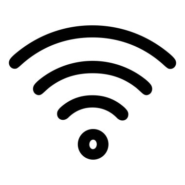 Kablosuz sinyal sembolünün minimalist siyah çizgi sanat grafiği. Beyaz arkaplanda izole edilmiş bu Wi-Fi simgesi, internet erişimini ve ağ bağlantısını temsil ediyor.