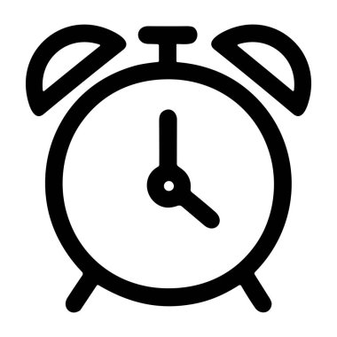 Geleneksel alarmlı saatin minimalist bir temsili. Bu simge zamanı, süreyi, uyanmayı, zamanlamaları ve zaman yönetimi kavramlarını temsil eder.