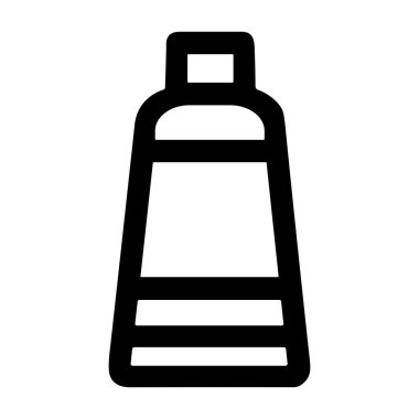 Diş macunu, merhem ya da kozmetik krem tüpünü temsil eden minimalist bir vektör grafiği. Kalın siyah taslak simgesi web ve uygulama arayüzleri için mükemmeldir.