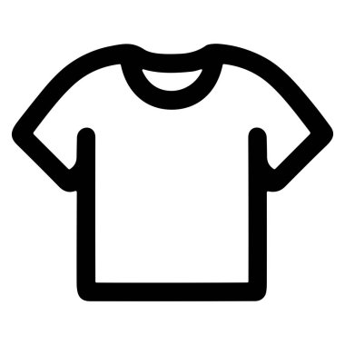Minimalist tişört ikonu ya da sembol. Bu basit siyah çizgili grafik giysi, moda ya da giysiyi temsil ediyor. Web ve yazdırma tasarımı için izole vektör illüstrasyonu.