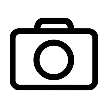 Bir kamera sembolünün temiz ve modern bir temsili. Bu minimalist simge fotoğraf logoları, web sitesi düğmeleri ve grafik tasarım projeleri için mükemmeldir..
