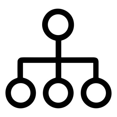 Bir akış şeması, ağ diyagramı ya da sitemap 'i temsil eden minimalist bir vektör grafiği. Bu izole sembol beyaz arka planda bağlantılar, ilişkiler ve organizasyonel akışı gösterir.