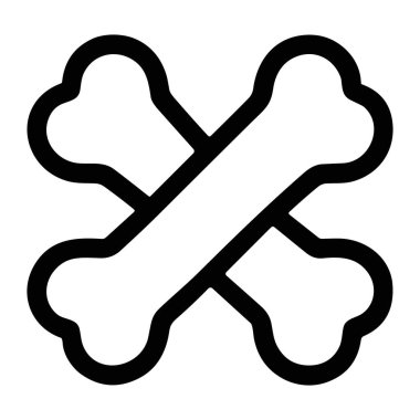 İki çapraz kemikten oluşan minimalist bir simge. Temiz beyaz bir arkaplanda koyu siyah bir hatla tasvir edilmiş. Tehlike ve korsanlar için basit ve evrensel bir sembol.