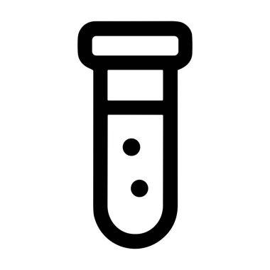 Bir laboratuvar deney tüpünün ya da baloncuklu sıvı örneğinin basit, cesur bir taslak simgesi. Bilimsel, tıbbi, araştırma veya eğitim konuları için ideal.