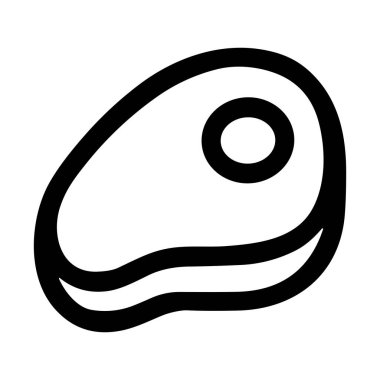 Çiğ eti temsil eden minimalist siyah beyaz çizgili bir sanat simgesi. Kemik ve mermerden oluşan bu basit grafik sembol kasap, biftekçi ya da manav markası için mükemmeldir..