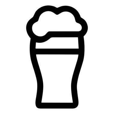 Bir bardak biranın basit bir siyah beyaz vektör çizimi. Bu minimalist ikon, köpüklü bir kafayla bardağın cesur bir taslağına sahiptir. Bar veya bar menüleri için mükemmeldir..