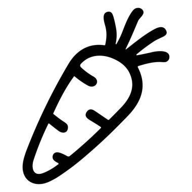 Minimalist siyah bir havuç çizimi. Bu basit karalama stili vektör grafiği sağlıklı yeme, sebze ve organik besinleri temsil eder..