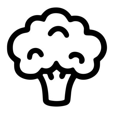 Tek bir brokoli sebzesinin minimalist vektör grafiği. Bu temiz taslak ikonu, beyaz arka planda izole edilmiş sağlıklı yeme, beslenme ve organik gıdaları temsil eder..