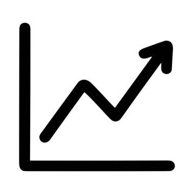 Beyaz arkaplanda basit bir siyah çizgi grafik simgesi. Çizelge, bir okla yukarı doğru hareket eden bir çizgi gösteriyor. Büyümeyi, başarıyı, karı ve pozitif finansal verileri simgeliyor..