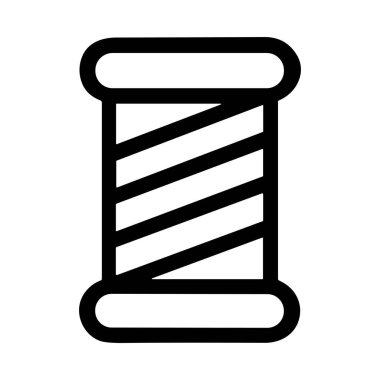 Bir iplik makarasının basit ve temiz bir temsili. Bu minimalist simge beyaz zemin üzerinde koyu siyah çizgiler içerir, dikiş, el işi veya tekstil temaları için mükemmeldir..