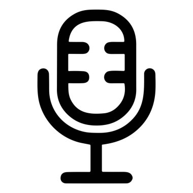 Klasik bir mikrofonun minimalist vektör çizimi. Bu taslak simgesi ses kaydı, podcast, yayın, müzik veya ses iletişimini temsil etmek için mükemmeldir.