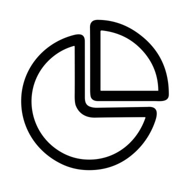 Siyah çizgili, beyaz arkaplanda izole edilmiş minimalist bir pasta çizelgesi simgesi. Bu grafik veri görselleştirmesini, iş raporlarını, analitiği ve pazar payını temsil etmektedir..