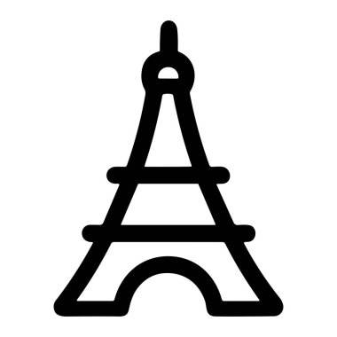 Eyfel Kulesi 'ni temsil eden minimalist bir siyah taslak simgesi, Fransa' nın Paris şehrinin ünlü simgesi. Basit vektör grafiği, seyahat ve turizm temaları için mükemmel olan beyaz bir arkaplanda izole edilmiştir..