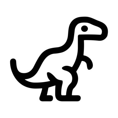 Bir T-Rex dinozorunun minimalist siyah taslak simgesi. Bu basit ve temiz grafik sembolü tarih öncesi bir sürüngeni temsil ediyor, web tasarımı, uygulamaları ve yazdırma ortamları için uygun..