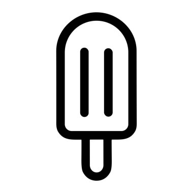 Buzlu şeker ya da lolipopun basit bir simgesi. Bu minimalist vektör grafiği donmuş tatlıları, tatlı ikramları ve yaz içeceklerini temsil ediyor. Beyaz bir arkaplanda izole edilmiş.