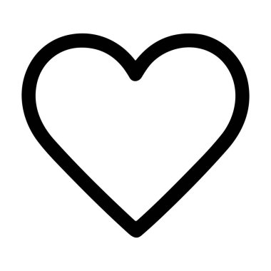 Kalp şeklinin temiz ve minimalist bir temsili çizimi. Bu basit siyah çizgi ikonu aşkı, aşkı, sevgiyi ve sağlığı temsil ediyor. Web ve uygulama tasarımı için mükemmel.