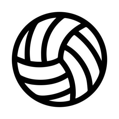 Bir voleybol topunun minimalist vektör çizimi. Bu temiz ve basit siyah çizgi ikonu spor, takım çalışması ve atletik aktiviteyi temsil eder. Beyaz bir arkaplanda izole edilmiş.