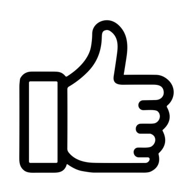 Beyaz bir arka planda izole edilmiş, el hareketinin minimalist bir sanat simgesi. Onay için sembol, pozitiflik ve sosyal medya geribildirimi gibi..