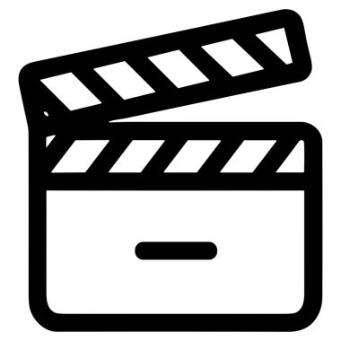 Açık film klasörünün minimalist bir sanat simgesi. Bu grafik sembol film yapımcılığı, video üretimi, sinema ve eğlence endüstrisini temsil etmektedir..