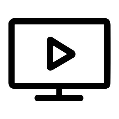 Merkezi bir oyun sembolü içeren basit, izole bir bilgisayar ekranı veya televizyon görüntüsü. Video yayıncılığı, multimedya ve çevrimiçi içeriği temsil eder.