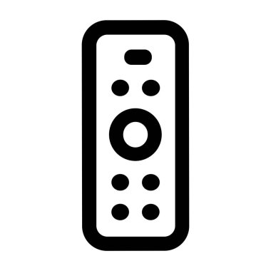 Bir televizyon ya da medya oyuncusunun minimalist siyah çizgi sanat simgesi. Bu basit vektör grafiği temel düğmeler ve merkezi bir navigasyon çemberi içerir, UI tasarımı için mükemmeldir..