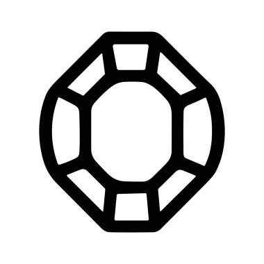 Basit, minimalist bir elmas veya değerli mücevher çizimi. Simge, sekizgen şekilli koyu siyah bir ana hatla mücevheri temsil ediyor..