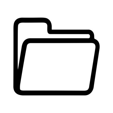Dijital dosyaları, veri depolamayı ve belge organizasyonunu temsil eden bir klasörün minimalist çizgi sanat simgesi. Beyaz arkaplanda izole vektör grafiği.