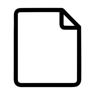 Tek bir sayfa ya da dosyayı temsil eden basit ve temiz bir vektör grafiği. Simgede kalın siyah bir çizgi ve beyaz üzerinde izole edilmiş üst sağ üst köşe yer alıyor..