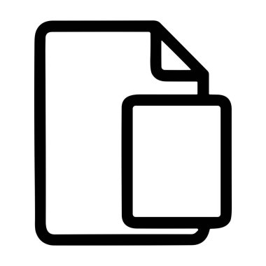 Katlanmış köşeli ve daha küçük pencereli bir belgenin temiz çizgi resim simgesi. Resim işlevselliğinde dosya yönetimi, sayfa düzeni veya resmi sembolize eder.
