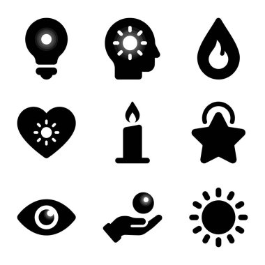 Dokuz basit siyah beyaz ikondan oluşan bir koleksiyon. Semboller arasında bir fikir, mum, kalp, göz, güneş ve yıldızı temsil eden bir ampul, ışık, enerji ve maneviyatı temsil eden bir kafa yer alıyor..