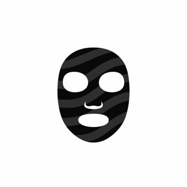 Dalgalı çizgili siyah bir yüz maskesi basit bir düz vektör ikonu. Cilt bakımının, güzellik tedavisinin, kozmetik ürünlerinin ve spa prosedürlerinin sembolü.