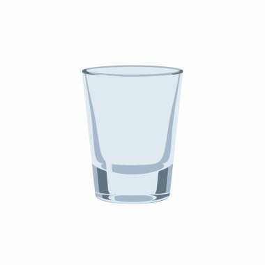 Klasik boş bir shot bardağının basit bir vektör çizimi. Bu şeffaf, şeffaf ve ağır tabanlı cam taban, ruhlara hizmet etmek için kullanılır ve beyaz bir arka planda izole edilir..