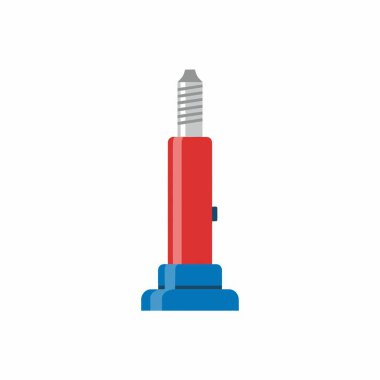 A flat vector illustration of a hydraulic bottle jack. A mechanical tool used for lifting heavy loads like cars for repair or maintenance.