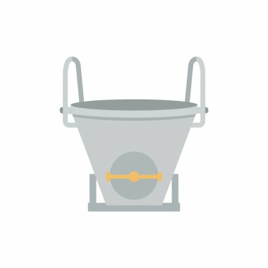 Gri endüstriyel çimento ya da beton karıştırıcının düz tasarım ikonu. Bu inşaat ekipmanları tasarım projelerinde kolay kullanım için beyaz arka planda izole edilmiştir..