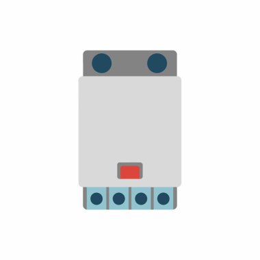 Elektriksel manyetik kontak ya da devre kesicinin vektör çizimi. Beyaz arka planda izole edilmiş bir elektrik devresi değiştirme aygıtı. Düz simge biçimi.