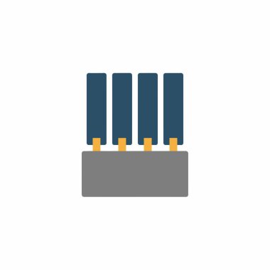 A tipi erkek USB bağlayıcısının basit, düz bir tasarım çizimi. Bu grafik veri transferini, bağlantıyı ve bilgisayar çevresellerini temsil eder.