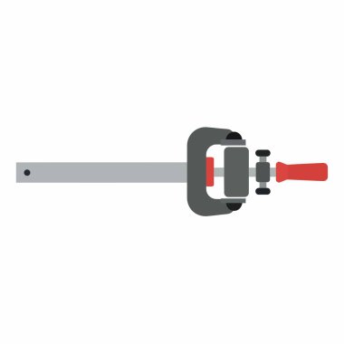 Bir bar klempinin düz tasarım vektör simgesi, ayrıca F-klemp olarak da bilinir. Bu ahşap işçiliği ve inşaat aleti nesneleri sıkıca bir arada tutmak için kullanılır. İzole illüstrasyon.