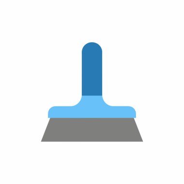 Beyaz arka planda izole edilmiş mavi saplı ve gri bıçaklı bir macun bıçağının ya da kazıyıcının basit düz vektör çizimi. Tamir, inşaat veya DIY projeleri için bir sembol.