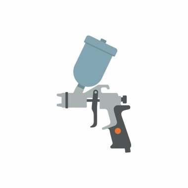 A flat vector icon of a professional airbrush or paint spray gun. This tool is used for automotive body work, car repair, and industrial painting applications, isolated on a white background.