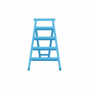 Ev işi ya da inşaat işleri için dört adımlık basit bir merdiven. Bu, temiz beyaz arkaplanda izole edilmiş düz stil vektör ikonu.