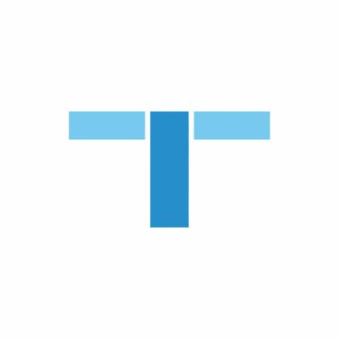 A modern and simple graphic of the letter T. The design features clean lines and a two-tone blue color scheme, isolated on a white background. Ideal for a logo or icon.