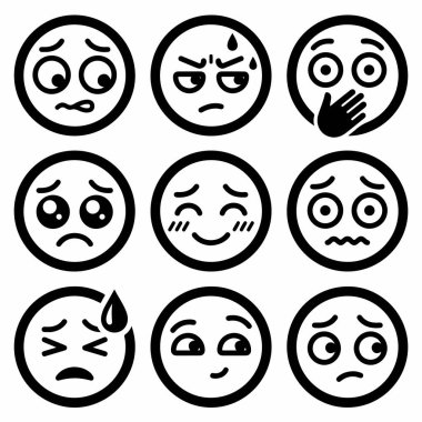 Basit bir sanat tarzında dokuz dairesel emotikondan oluşan bir koleksiyon. Sette öfke, üzüntü, mutluluk, sürpriz ve diğer ortak duyguları gösteren yüzler yer alıyor..