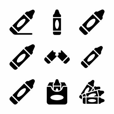 Basit bir siluet tarzında siyah beyaz renkli resim koleksiyonu. Yaratıcı ve okulla ilgili tasarımlar için tek, kırık, kutulanmış ve istiflenmiş pastel boyaları içerir.