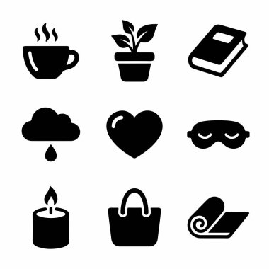 Dokuz tane koyu siyah kabartma ikonundan oluşan bir koleksiyon. İçinde kahve fincanı bitkisi, uyku maskesi mumu ve yoga minderi var. Kişisel bakım rahatlığını ve rahat bir yaşam tarzını sembolize ediyor..