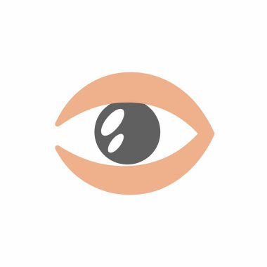 Bir insan gözünün basit ve modern bir grafiği. Bu biçimlendirilmiş simge koyu renkli bir göz bebeğine sahip ve temiz beyaz bir arkaplanda izole edilmiş, ağ ya da yazdırma için mükemmel..