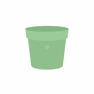 Boş yeşil bir saksının basit bir vektör çizimi. Bu düz tasarım grafiği bahçe işleri ya da ev bitkisi kavramları için mükemmeldir ve temiz beyaz bir arkaplanda izole edilmiştir..