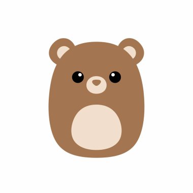 Bir kawaii kahverengi ayısının sevimli ve basit bir vektör çizimi. Karakterin yuvarlak, yumuşak bir vücudu, küçük kulakları ve beyaz bir arka planda izole edilmiş dostane bir yüzü vardır..