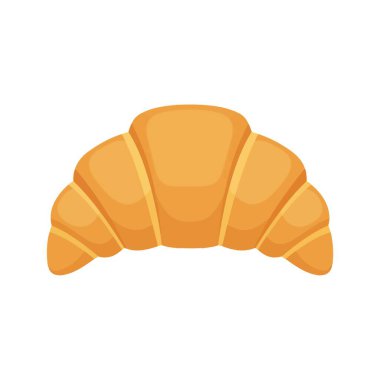 Klasik bir Fransız kruvasanının detaylı bir çizimi. Bu altın rengi kahverengi hamur işi, beyaz arka planda kolay kullanım için izole edilmiş popüler bir kahvaltı yiyeceğidir..