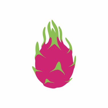 Ejderha meyvesi olarak da bilinen olgun pitaya 'nın basit ve renkli bir düz vektör simgesi. Egzotik meyveler parlak morla betimlenir, yeşil pullarla, temiz beyaz arka planda izole edilir..