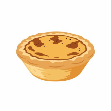 Pastel de Nata olarak da bilinen klasik Portekiz yumurtalı tartının basit ve temiz bir temsili. Tatlı, beyaz bir zemin üzerine izole edilmiş yumuşak bir kabuk ve kremalı, karamelize muhallebi içerir..